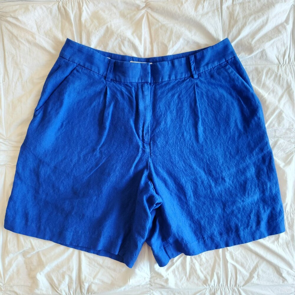 Loft The Peyton Short Size 6 Cobalt Blue Linen Blend Short 7" Inseam Relaxed Fit
